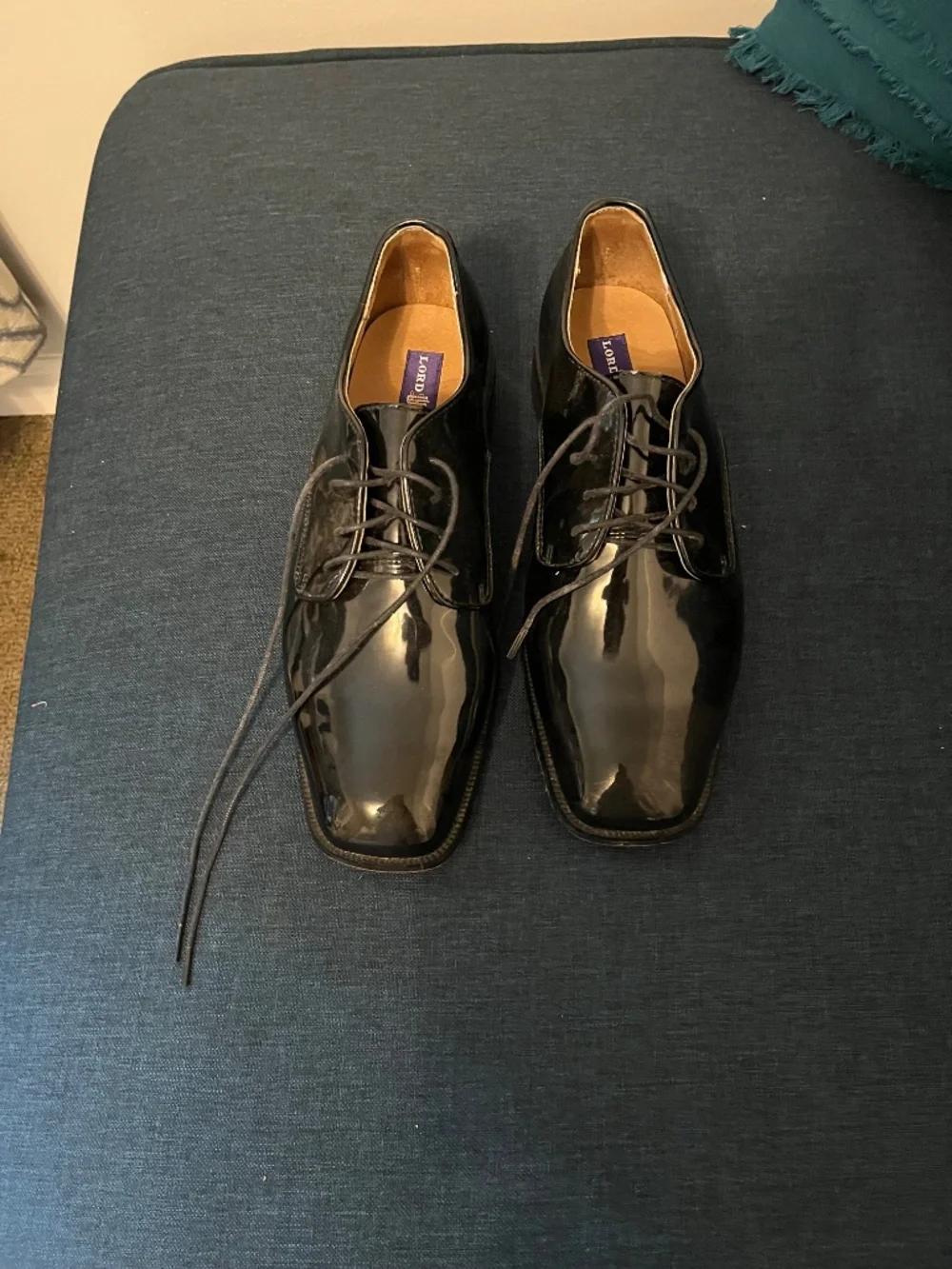 Lord West Men's Black Patent Leather Oxfords Sz 9.5M Tuxedo Dress Shoes